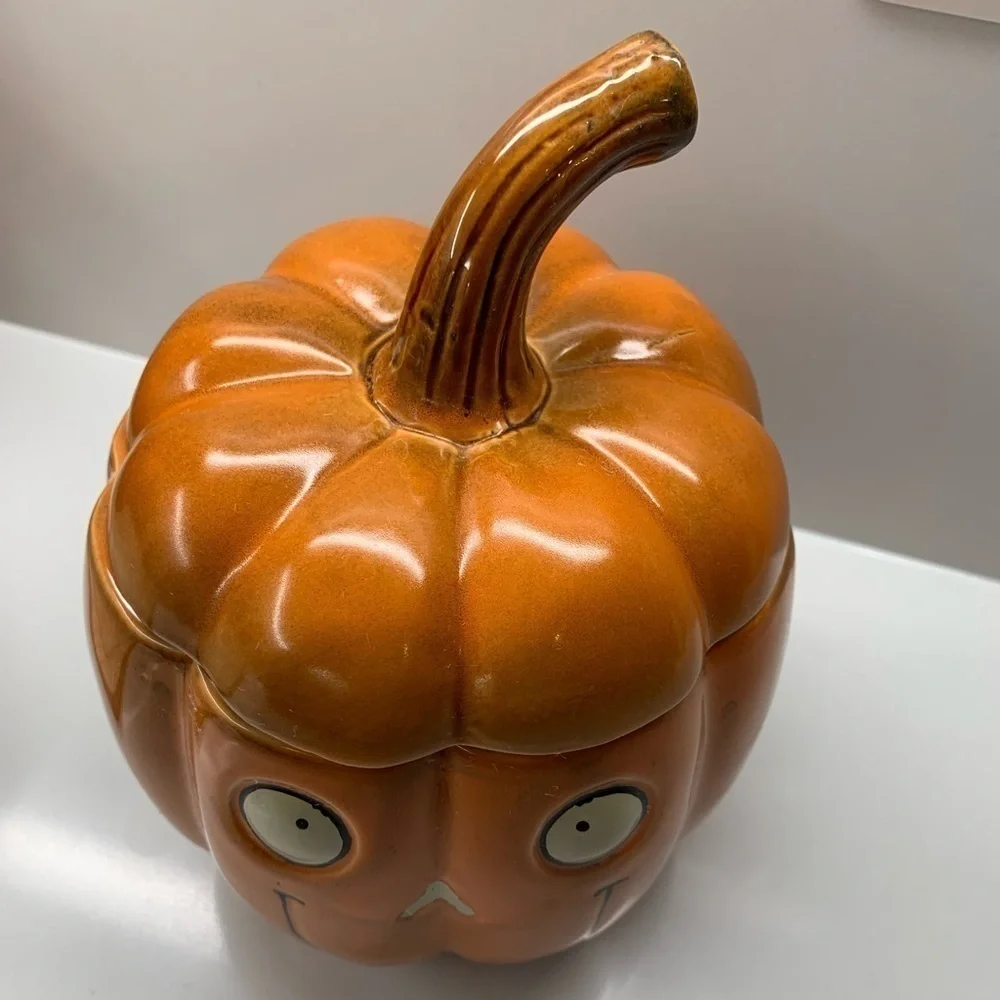 Yankee Candle Pumpkin Jack O' Lantern "Boney" Thanksgiving Harvest Candy Jar - Picture 2 of 5